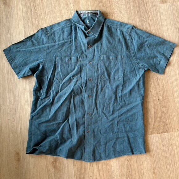 Kuhl Shirt Mens Large Blue Stealth Short Sleeve Button Up Hiking Outdoor - Picture 1 of 10
